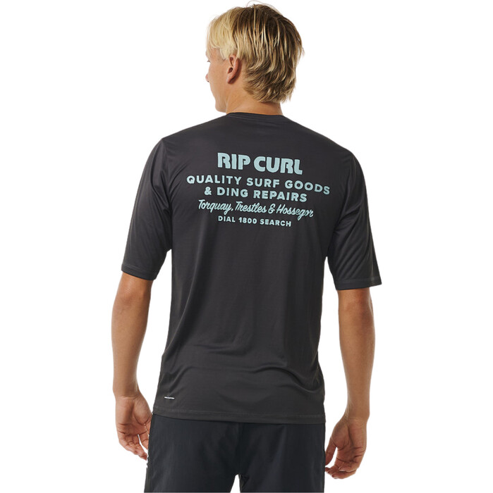 2024 Rip Curl Mnner Ding Repairs Surflite UPF Rash Tee 14WMRV - Washed Black